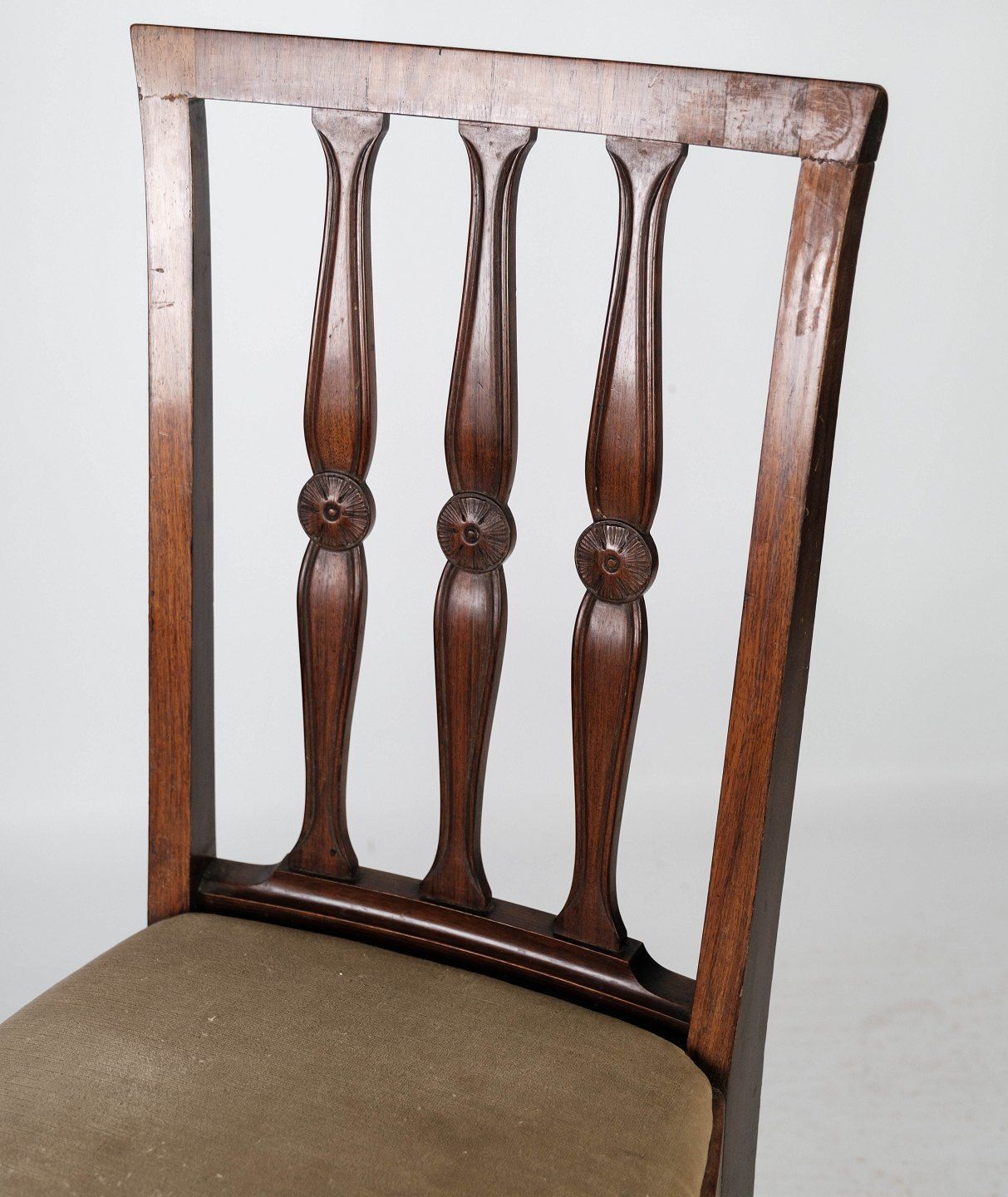 Set Of Four Dining Chairs Of Rosewood And Upholstered With Light Fabric From The 1920s. photo buy
