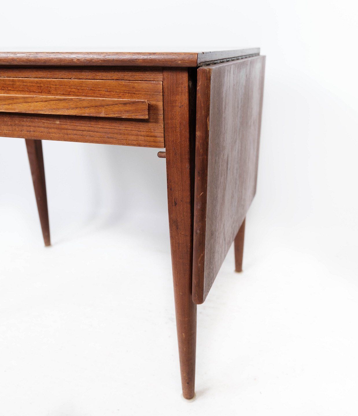 Side Table With Teak Flaps Of Danish Design Manufactured By Silkeborg Møbelfabrik In The 1960s. photo for sale