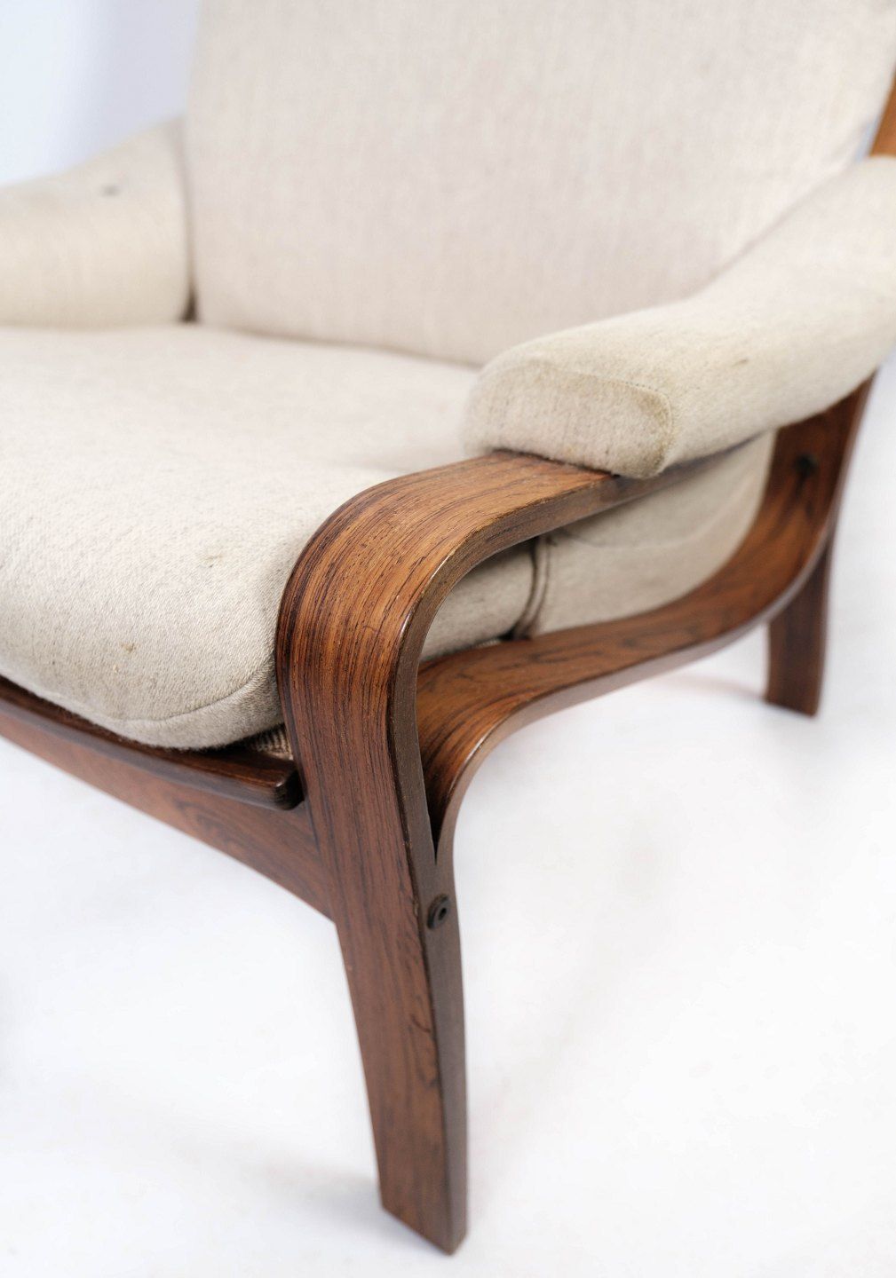 Easy Chair In Rosewood And Upholstered With Light Fabric, Of Danish Design From The 1960s. photo buy