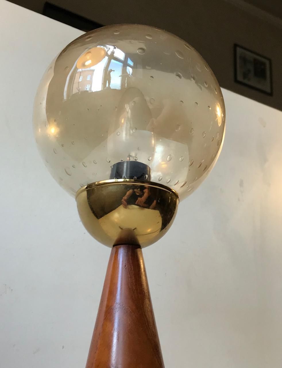 Scandinavian Midcentury Tripod Table Lamp In Teak And Glass 1960s photo 597.0