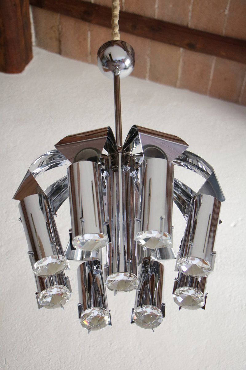 Chrome Pendant Lamp Attributed To Goffredo Reggiani, 1970s photo for sale
