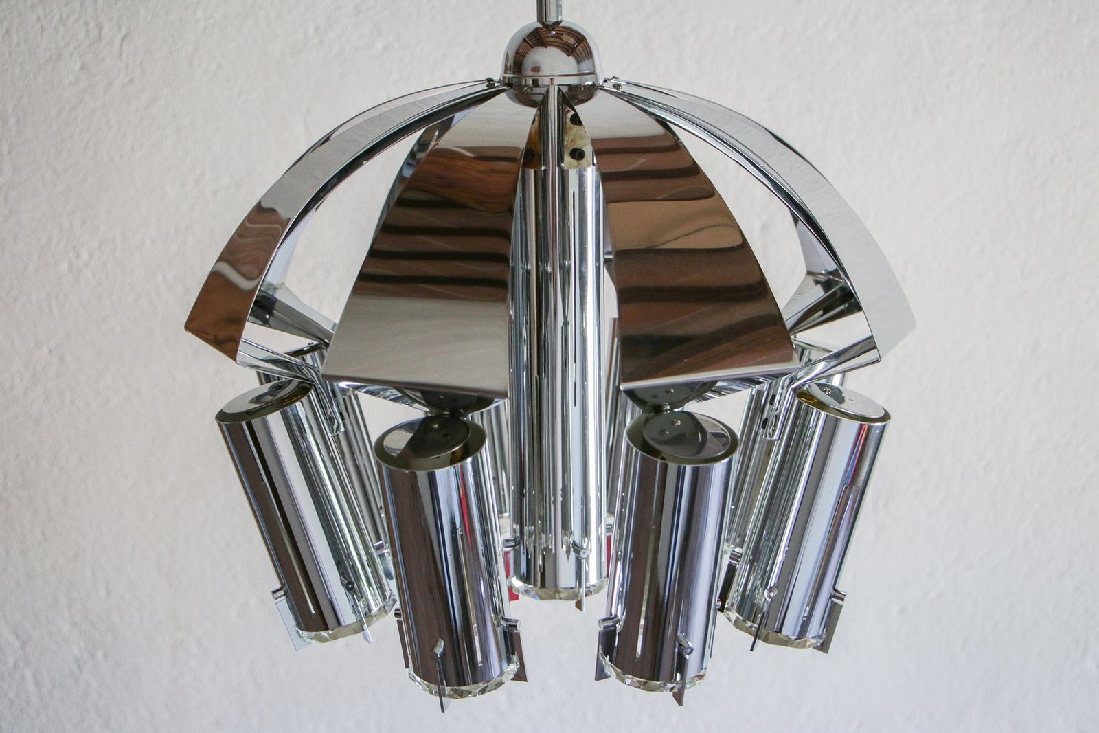 Chrome Pendant Lamp Attributed To Goffredo Reggiani, 1970s photo Lighting