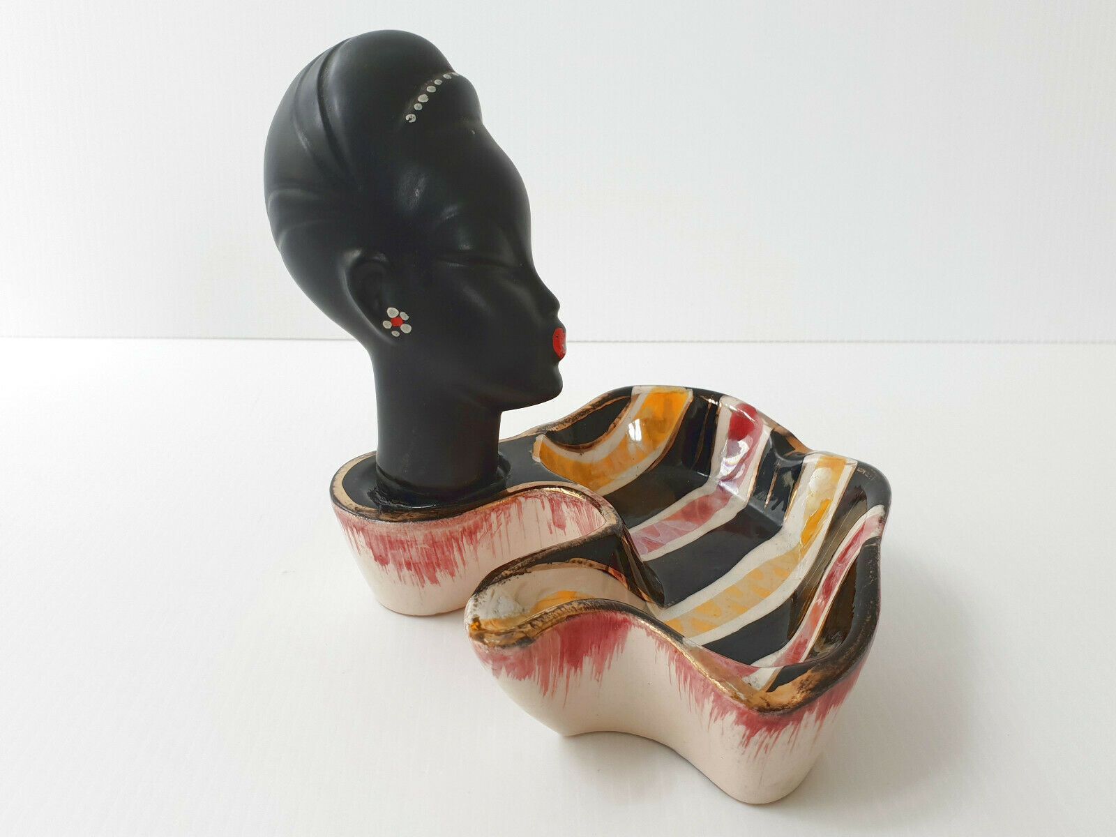 Ceramic Ashtray Hubert Bequet A Quaregnon 1950 Rockabilly Zazou 50s photo vinterior