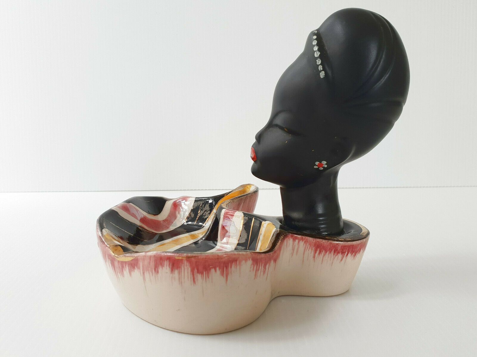 Ceramic Ashtray Hubert Bequet A Quaregnon 1950 Rockabilly Zazou 50s photo vintage