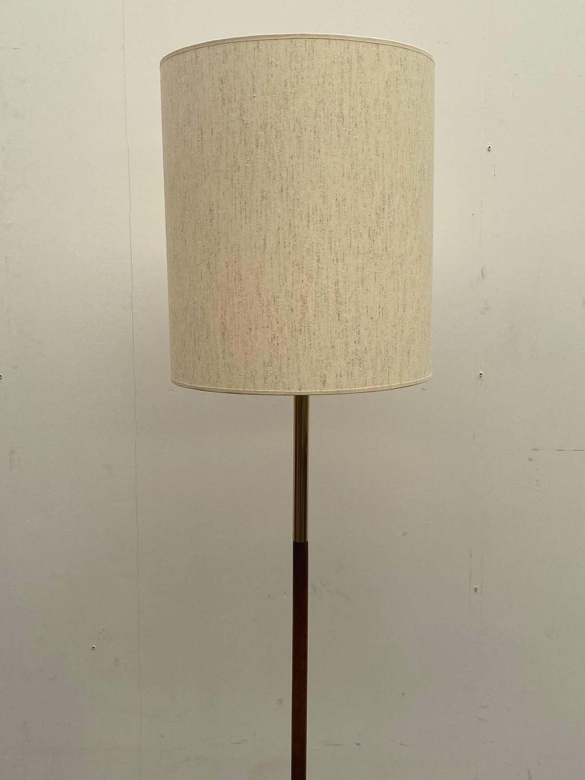 Mid Century Modern French Floorlamp, Wood & Brass And Glass photo 1493.0