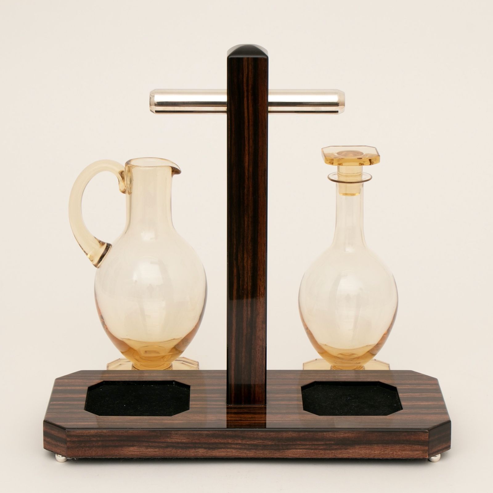 French Art Deco Daum Amber Crystal Whisky Decanter & Water Jug C.1930 photo 1650.0