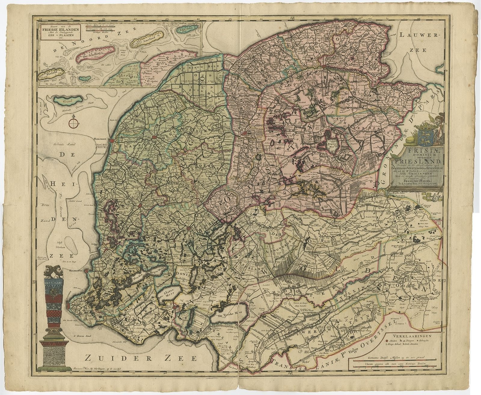 Antique Map Of Friesland By Halma (1718)