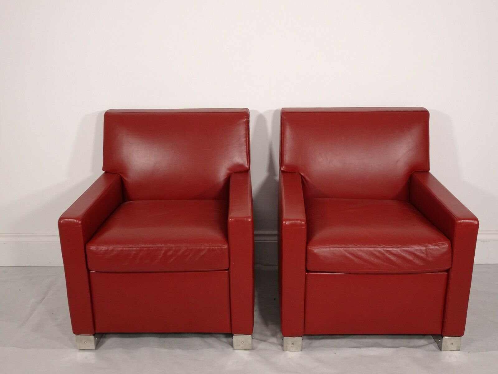 Stunning Pair Of Bb Italia Imprimatur Armchairs In Oxblood Red Leather photo furniture