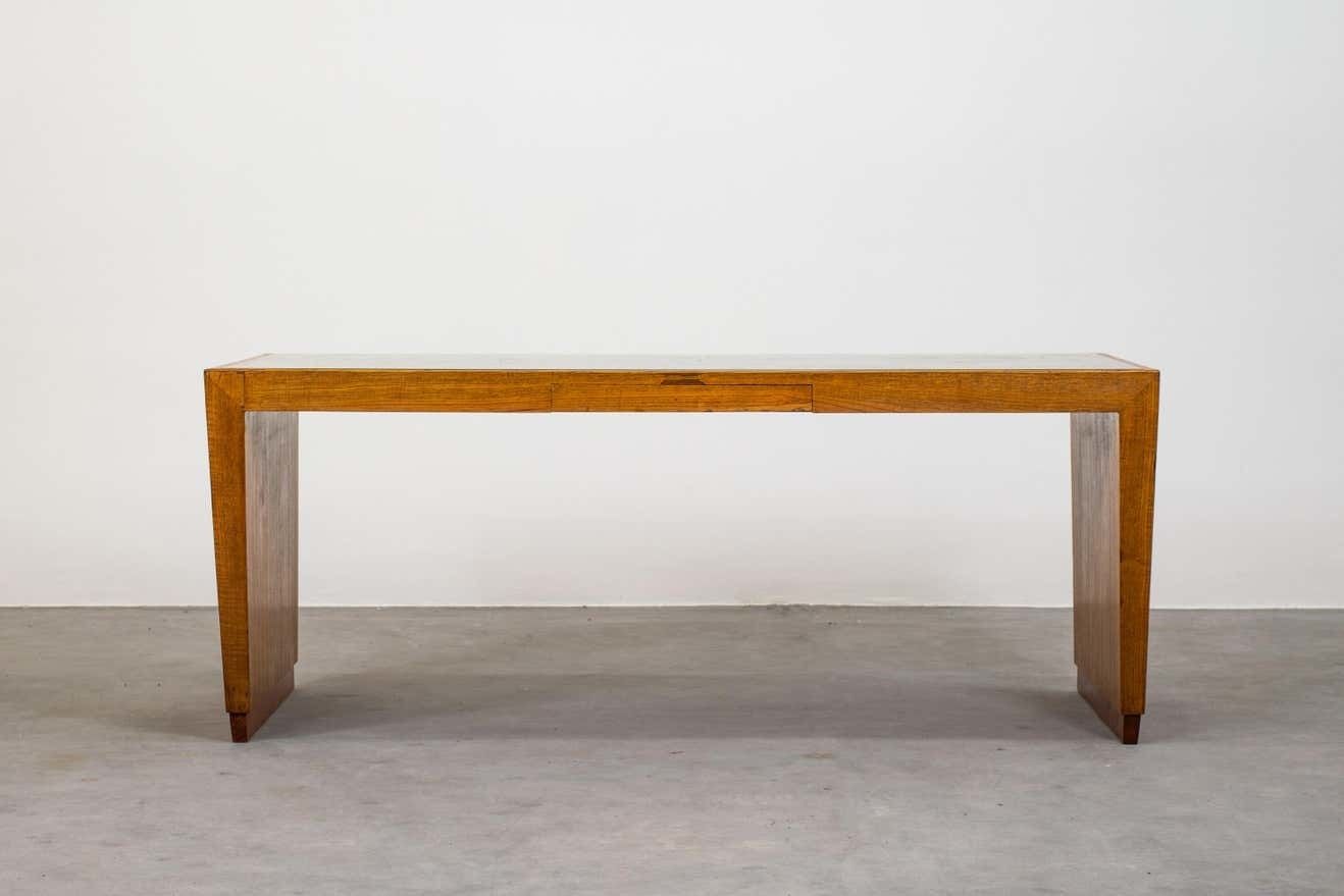 Gio Ponti Low Table In Wood And Glass For Banca Nazionale Del Lavoro, 1950