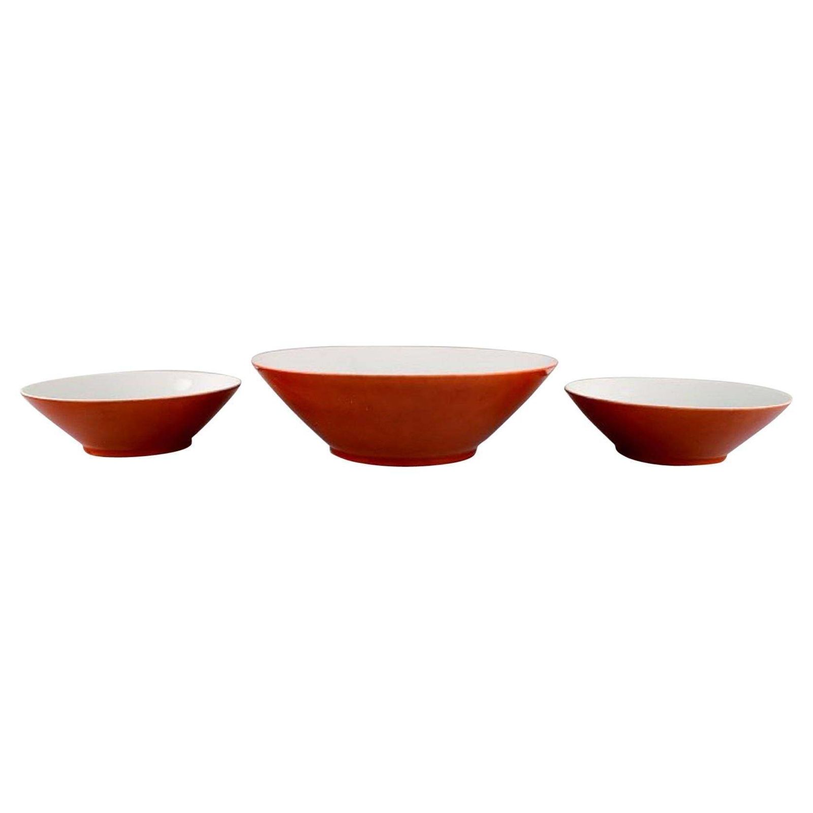 Kenji Fujita For Tackett Associates, Three Bowls In Porcelain, Dated 1953 56