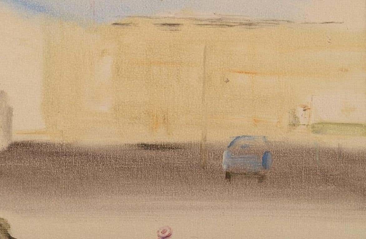 Olle Lindgren, Sweden, Oil On Canvas, City Motif, Dated 1976 photo for sale