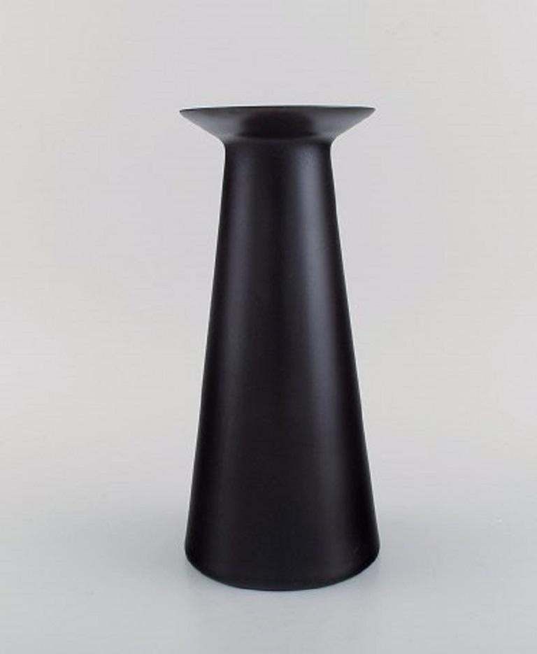 Stölzle Oberglas, Austria, Three Beatrice And Nora Vases In Black Art Glass photo for sale