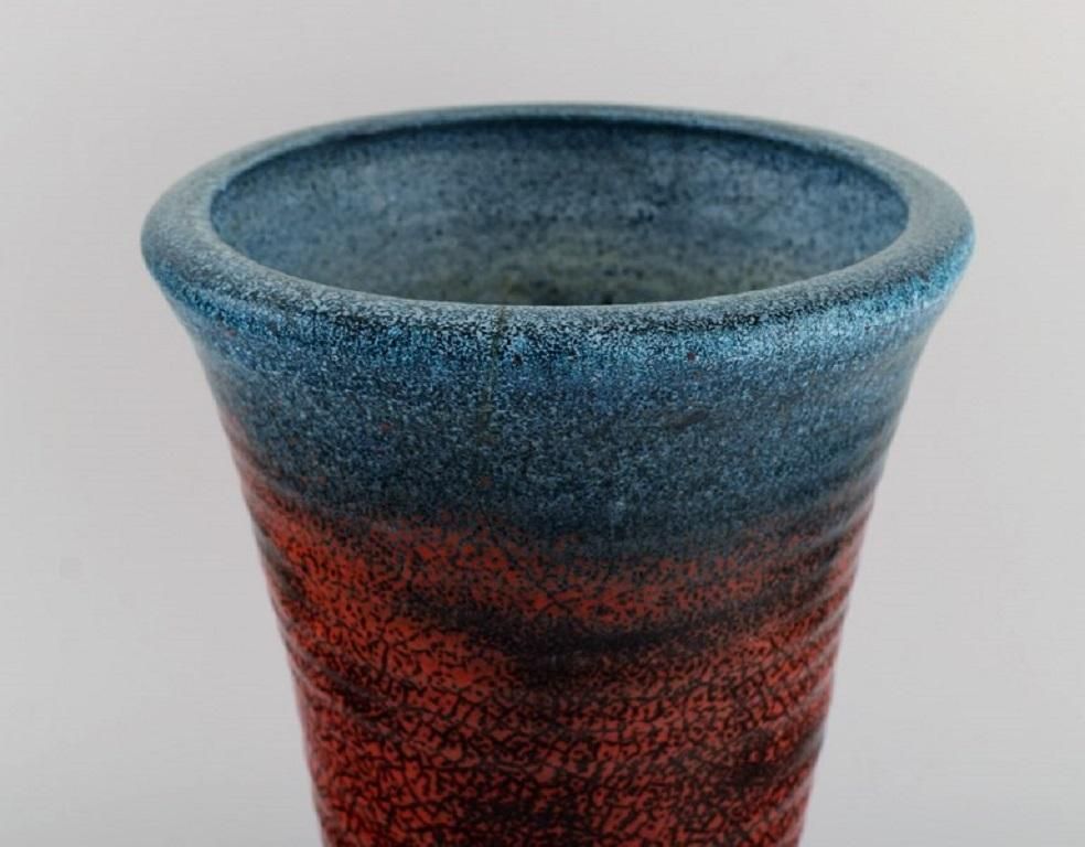 Accolay, France, Large Art Deco Vase In Glazed Ceramics, 1940s photo Home Decor