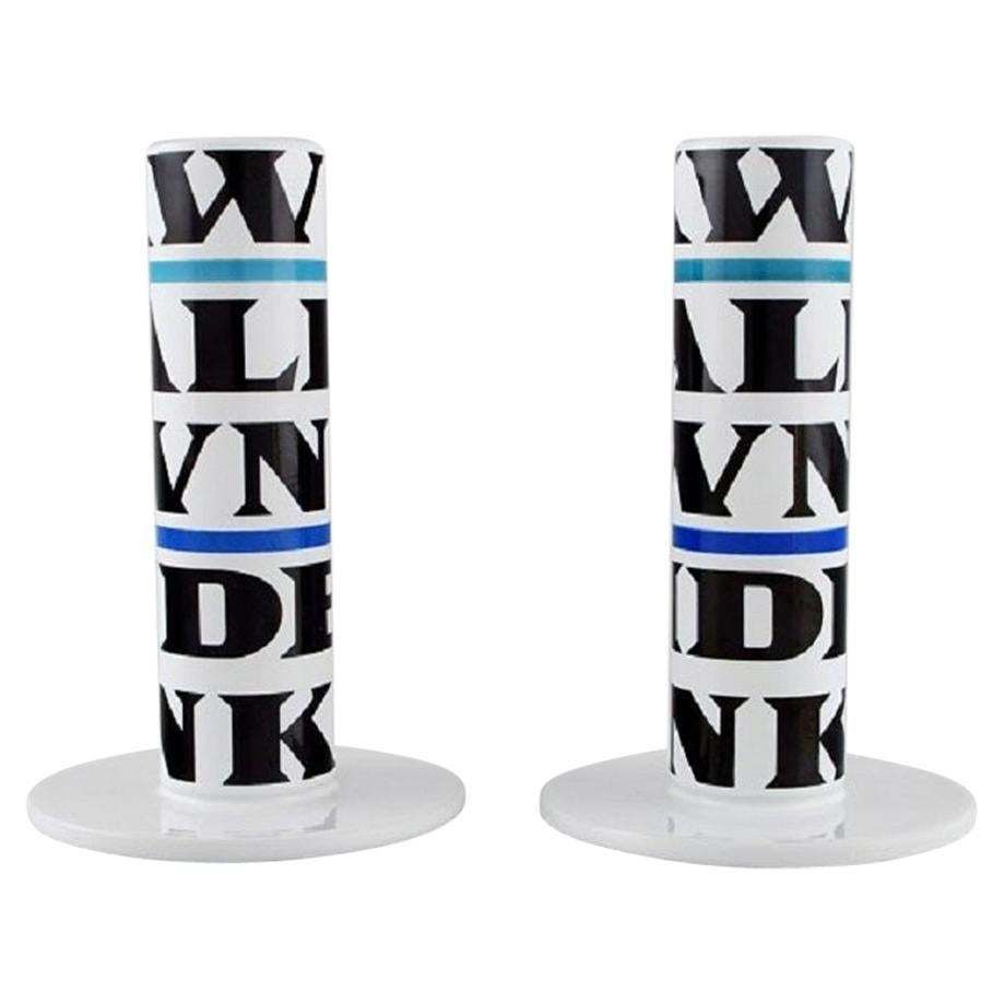 Anne Marie Trolle For Royal Copenhagen, A Pair Of Rare Collage Vases In Faience