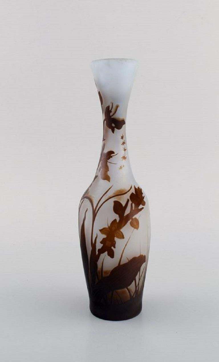 Early Emile Gallé Vase In Frosted And Brown Art Glass, Early 20th C. photo furniture