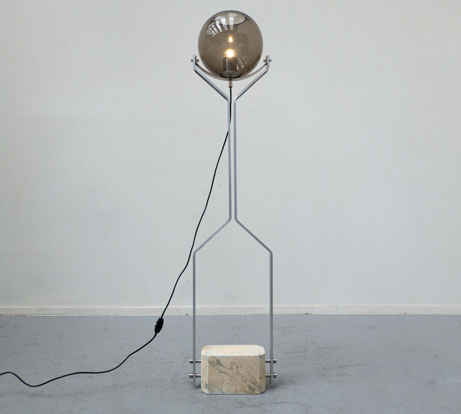 photo furniture Iitalian Floor Lamp Travertine, Steel And Glass