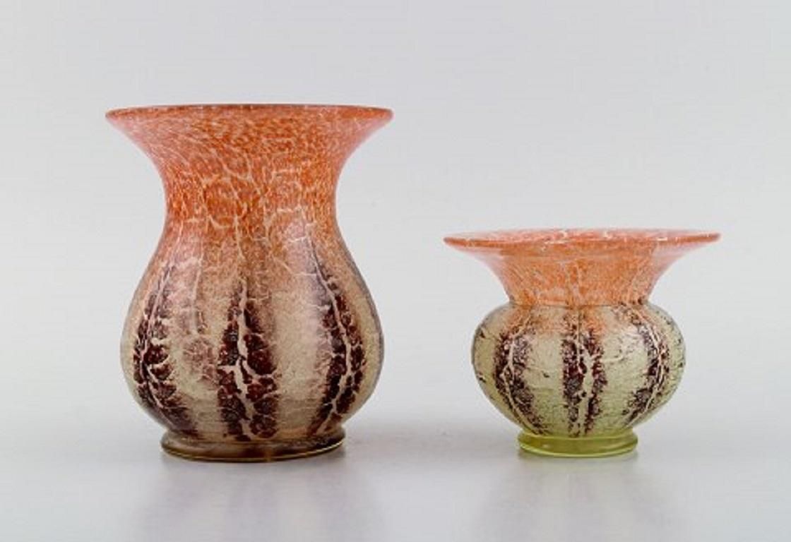 Karl Wiedmann For Wmf, Three Ikora Vases In Mouth Blown Art Glass, 1930s photo furniture