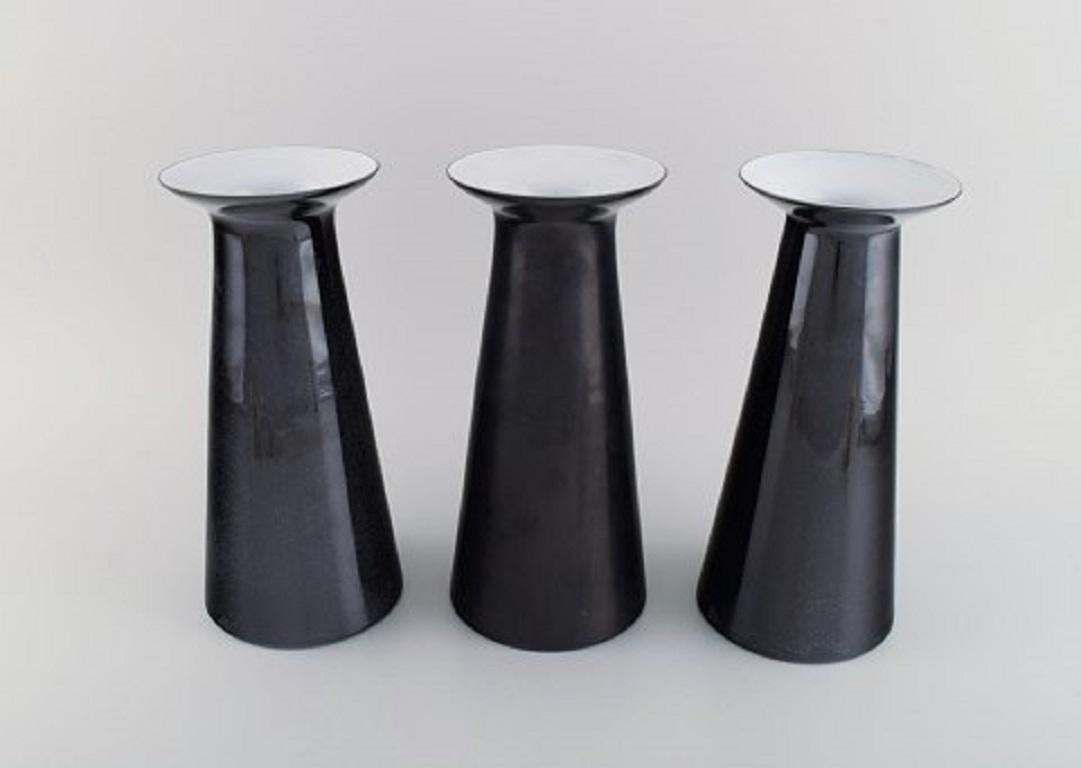 Stölzle Oberglas, Austria, Three Beatrice And Nora Vases In Black Art Glass photo furniture
