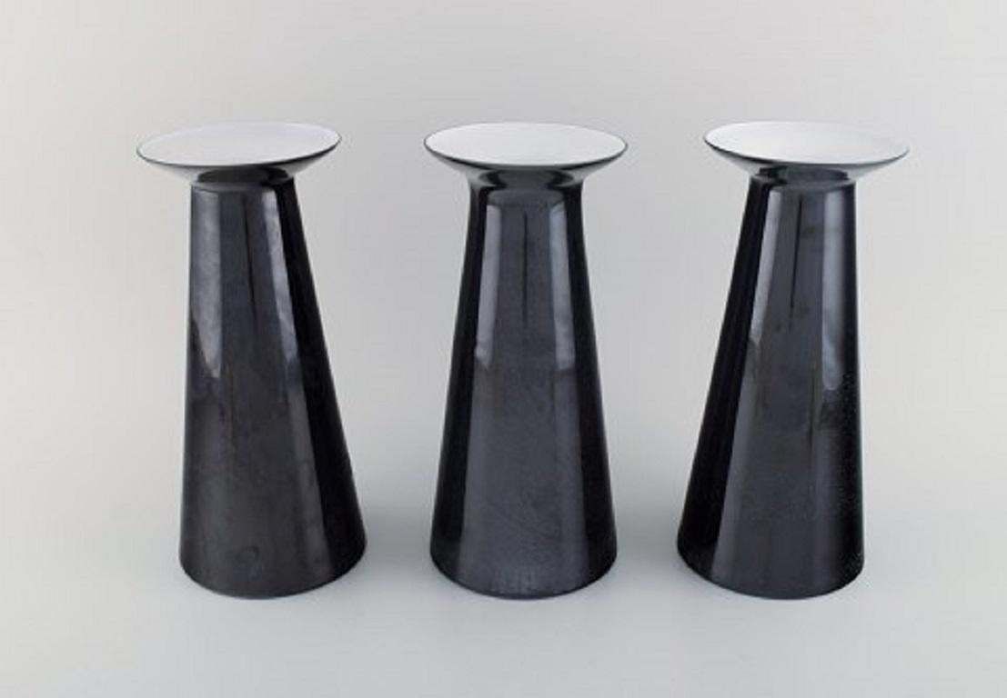 Stölzle Oberglas, Austria, Three Beatrice And Nora Vases In Black Art Glass photo furniture