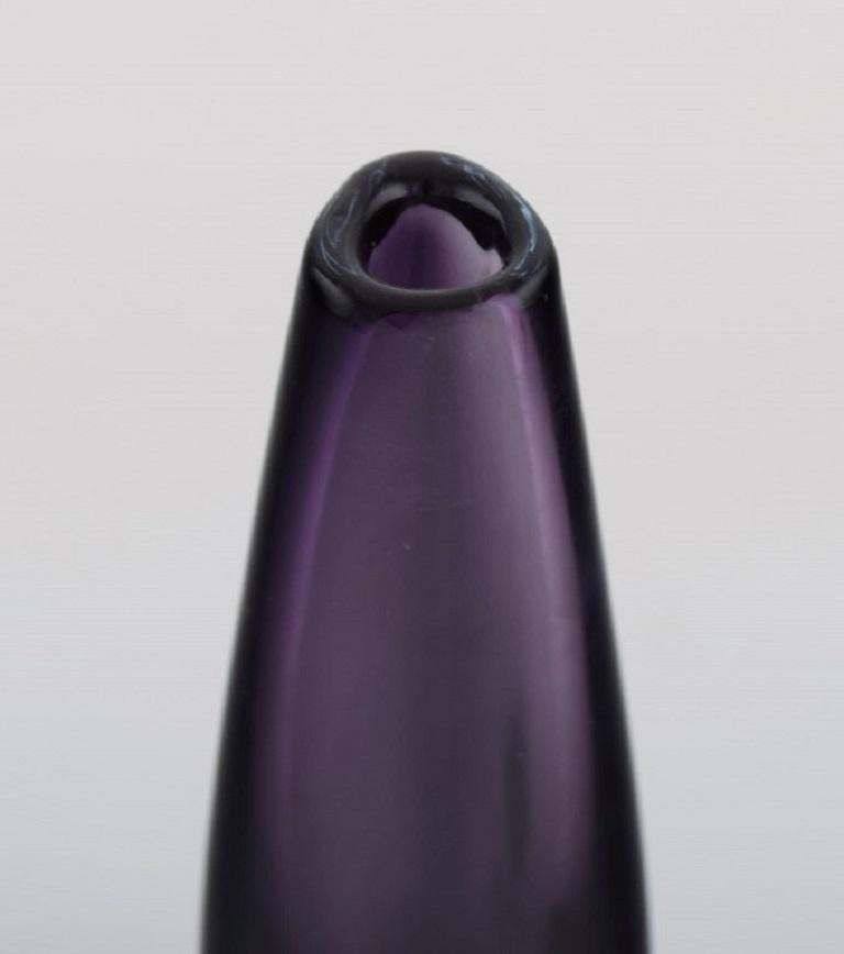 Strömbergshyttan, Sweden, Two Vases In Purple Mouth Blown Art Glass, 1960s / 70s photo Home Decor