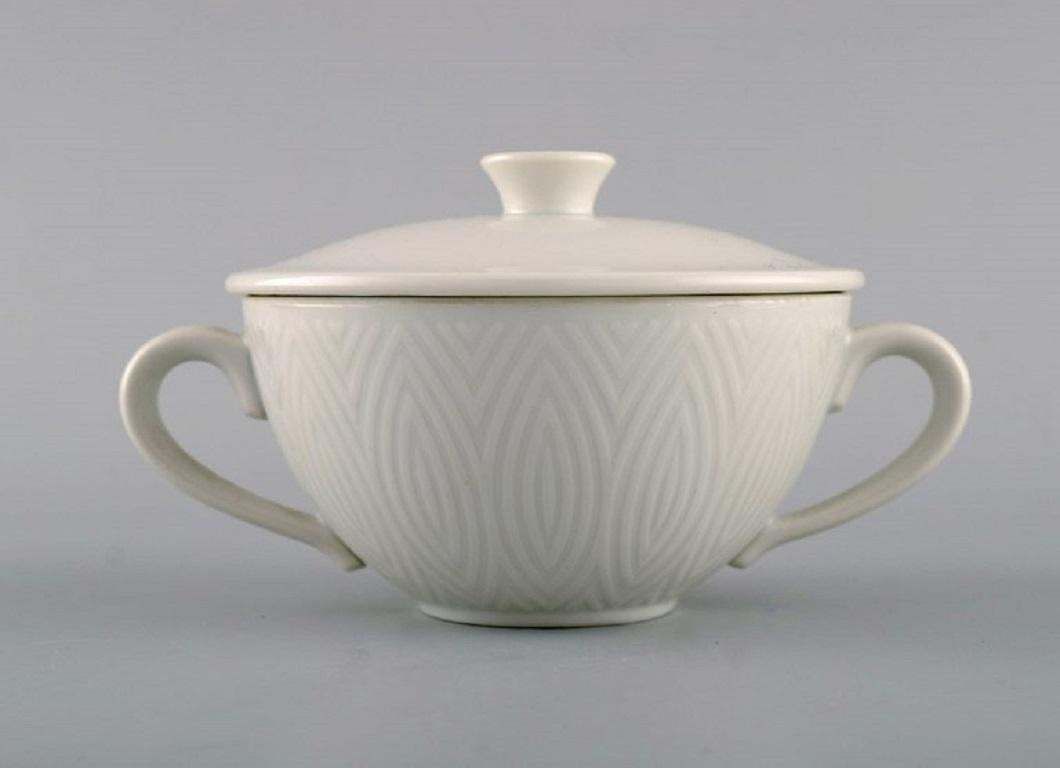 Royal Copenhagen, Salto Service, White, Six Bouillon Cups With Saucers, 1960s photo for sale
