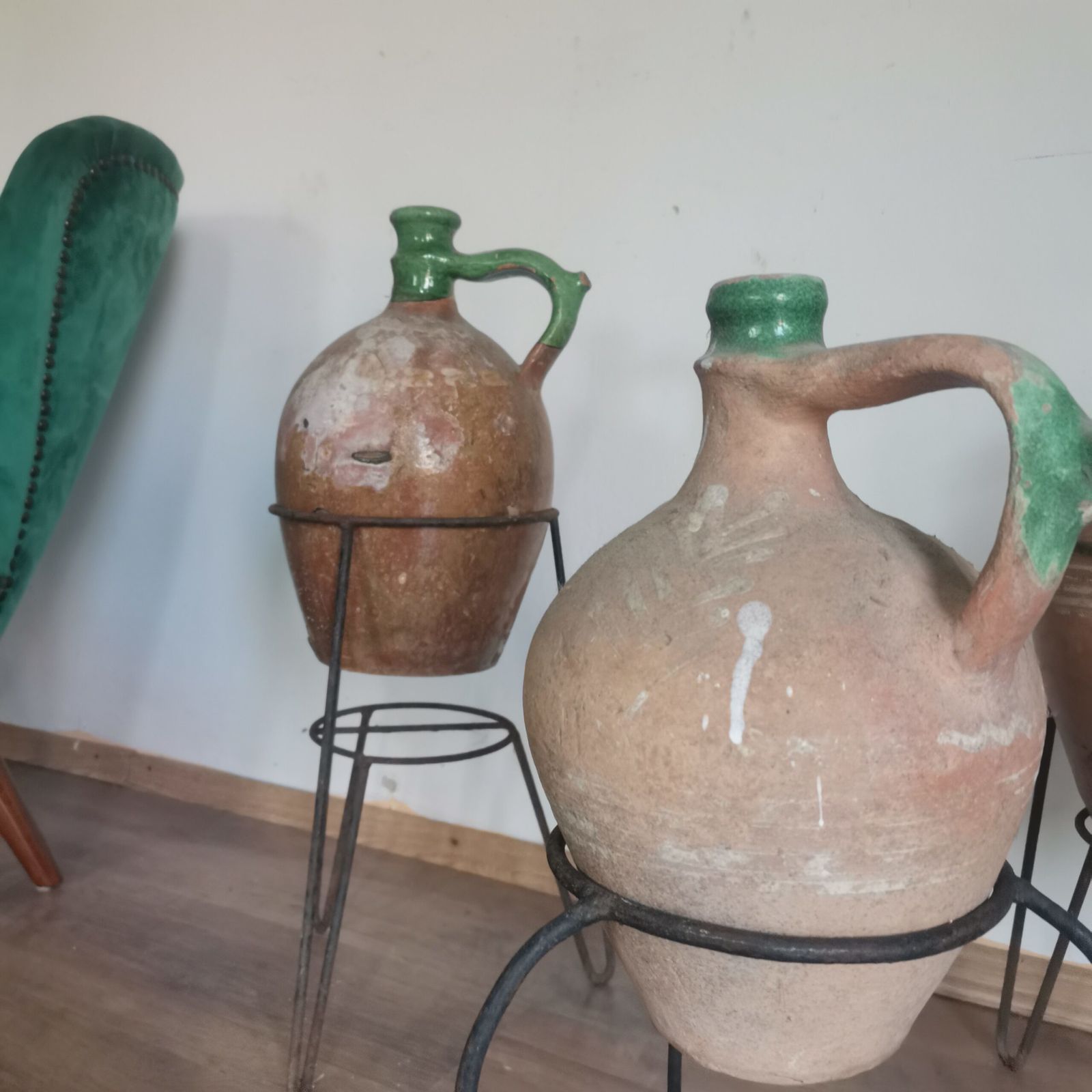 photo furniture Beautiful Antique Set Of 3 Terracotta Pots From Central Europe