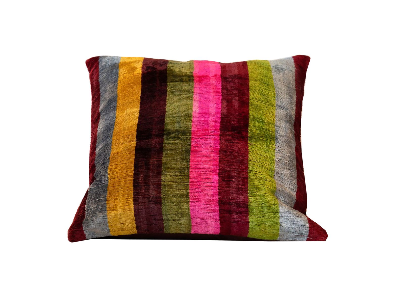 Handmade Multi Coloured Velvet And Silk Cushion Cover 45x45cm photo vinterior