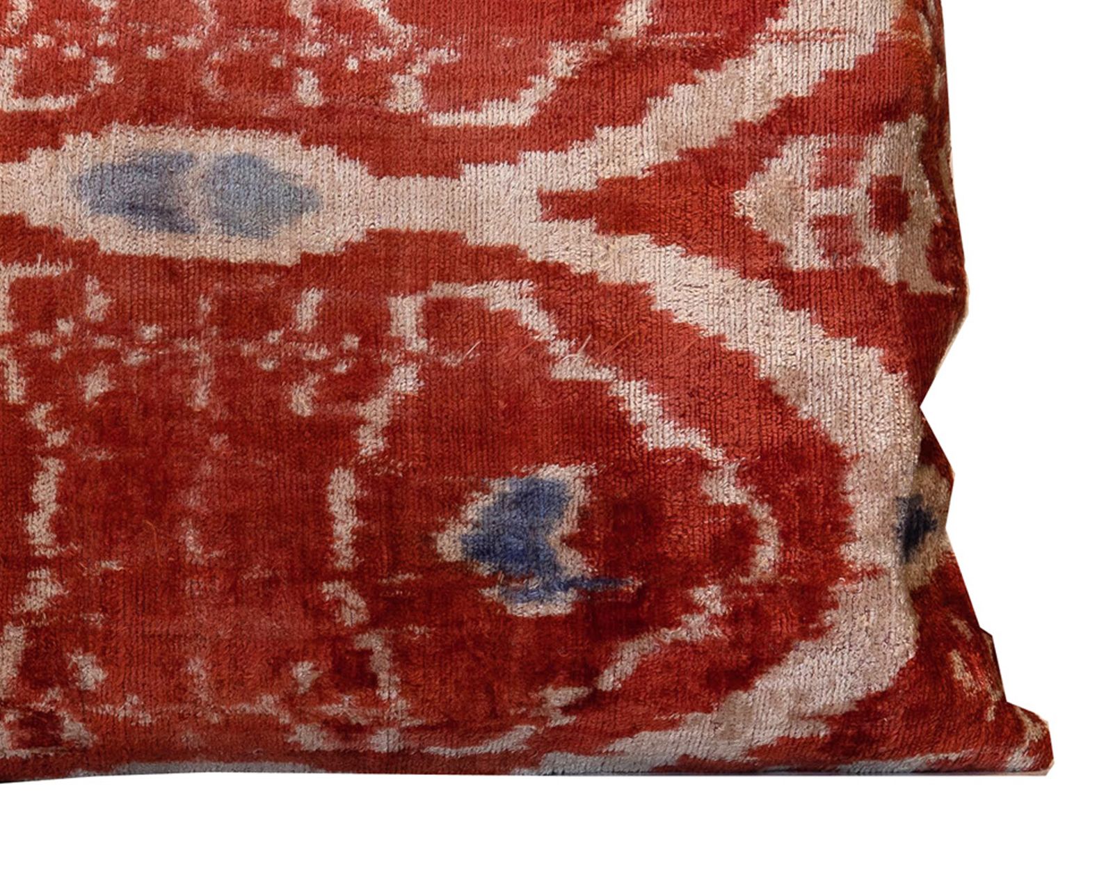 Blush Red Handwoven Velvet Silk Cushion Cover, Ikat Design Scatter Pillow photo 160.0