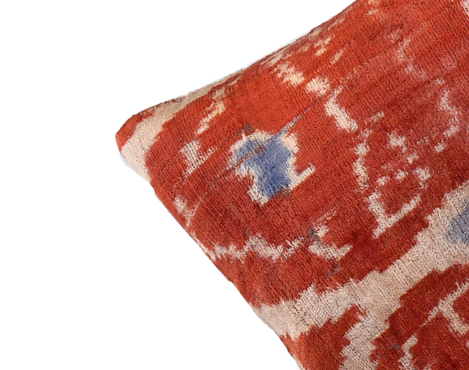 Blush Red Handwoven Velvet Silk Cushion Cover, Ikat Design Scatter Pillow photo buy