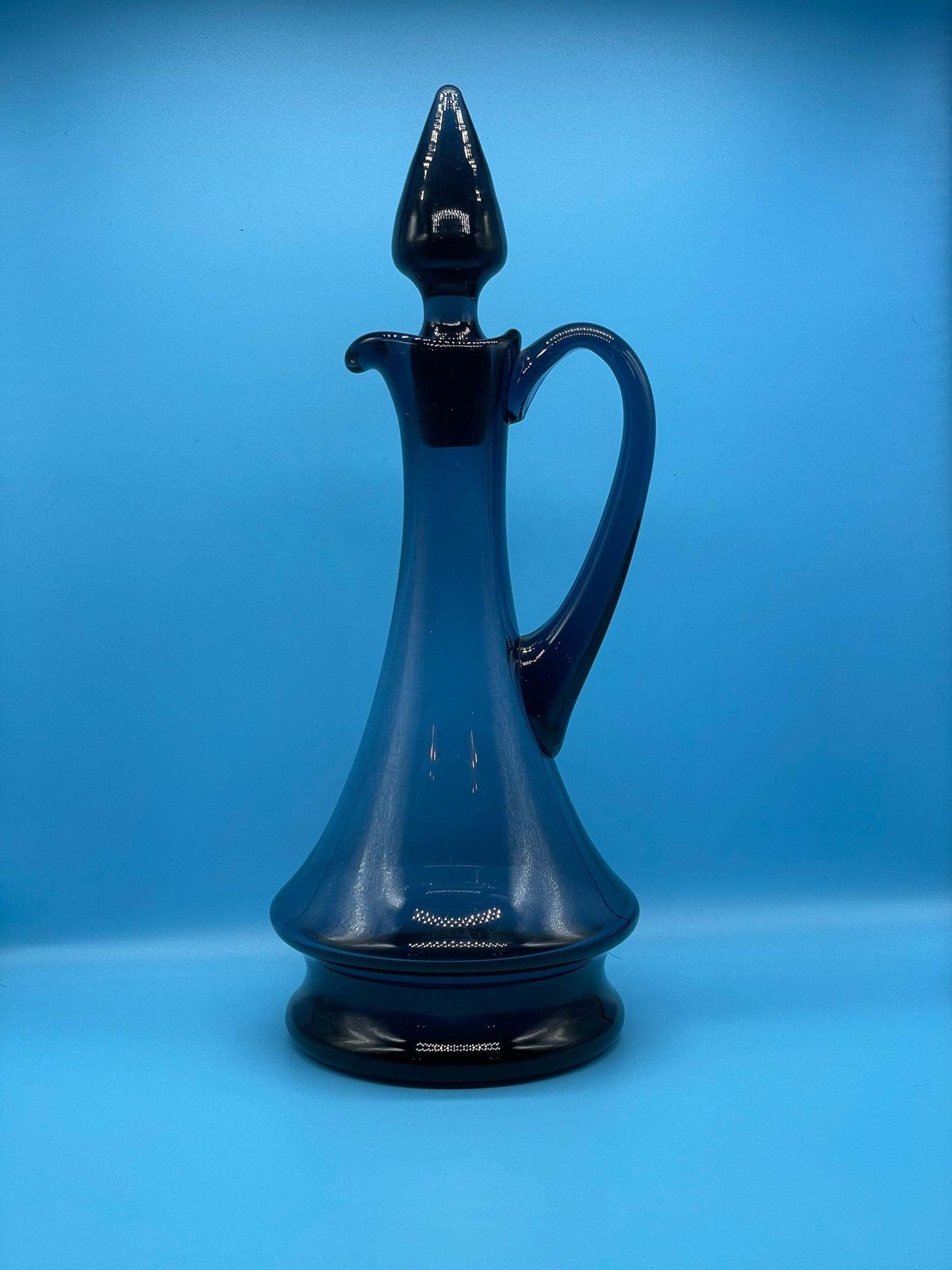 Mid Century Modern Handmade Blue Glass Decanter / Carafe photo furniture