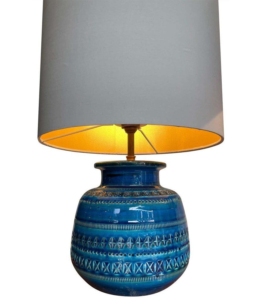 Lovely 1960s Bitossi Ceramic Lamp By Aldo Londi In Famous "Rimini Blue" photo Lighting