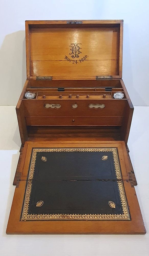 19th Century Oak Stationary Writing Box photo for sale