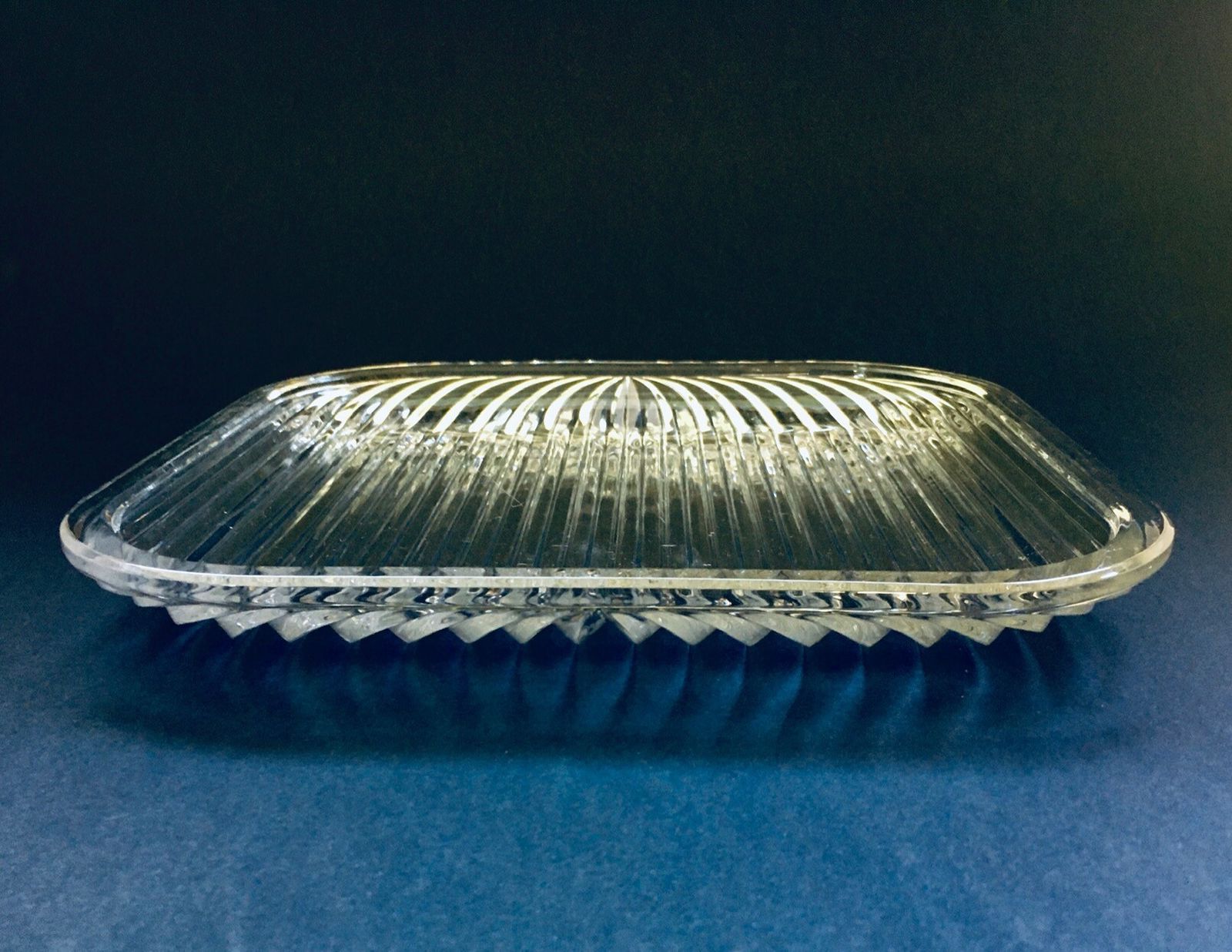 Midcentury Modern Design Xl Crystal Art Glass Plate, Bohemia Czechoslovakia 1960s photo 116.56