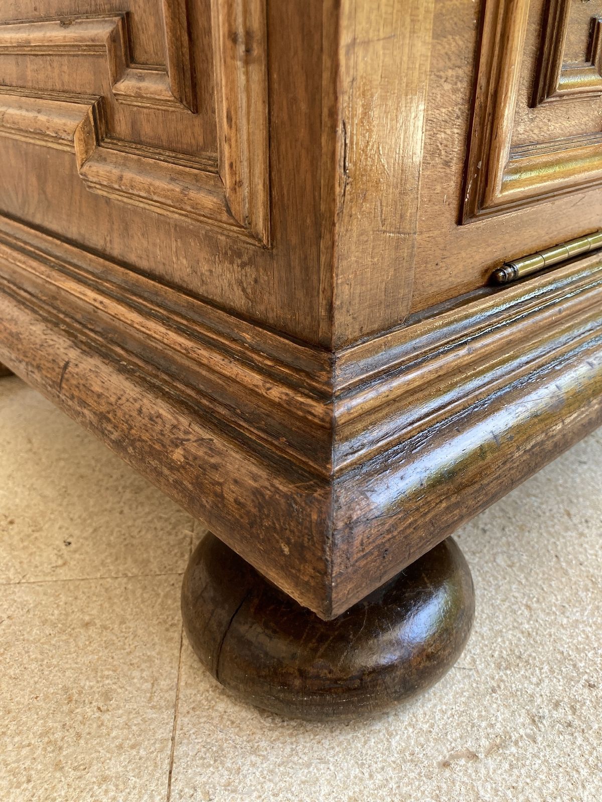 Mid 20th  Century Carved Wooden Sideboard With Two Drawers On The Waist And A Lower Door With Gilt Bronze Applications On Lentil Legs photo furniture
