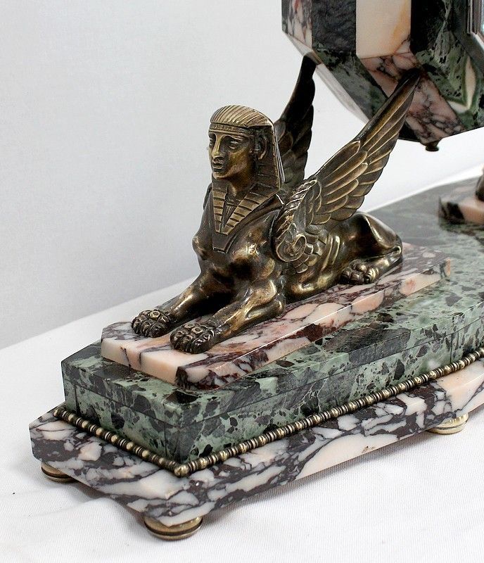 photo for sale Marble And Bronze Fireplace Set, Art Deco, 1940