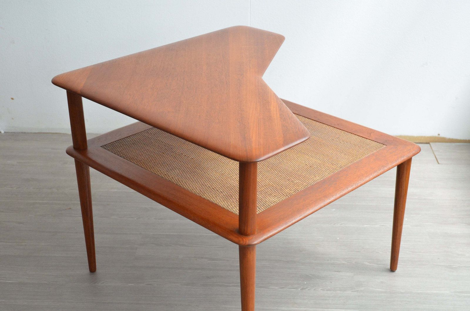 Corner Table By Peter Hvidt In Teak & Cane photo vinterior