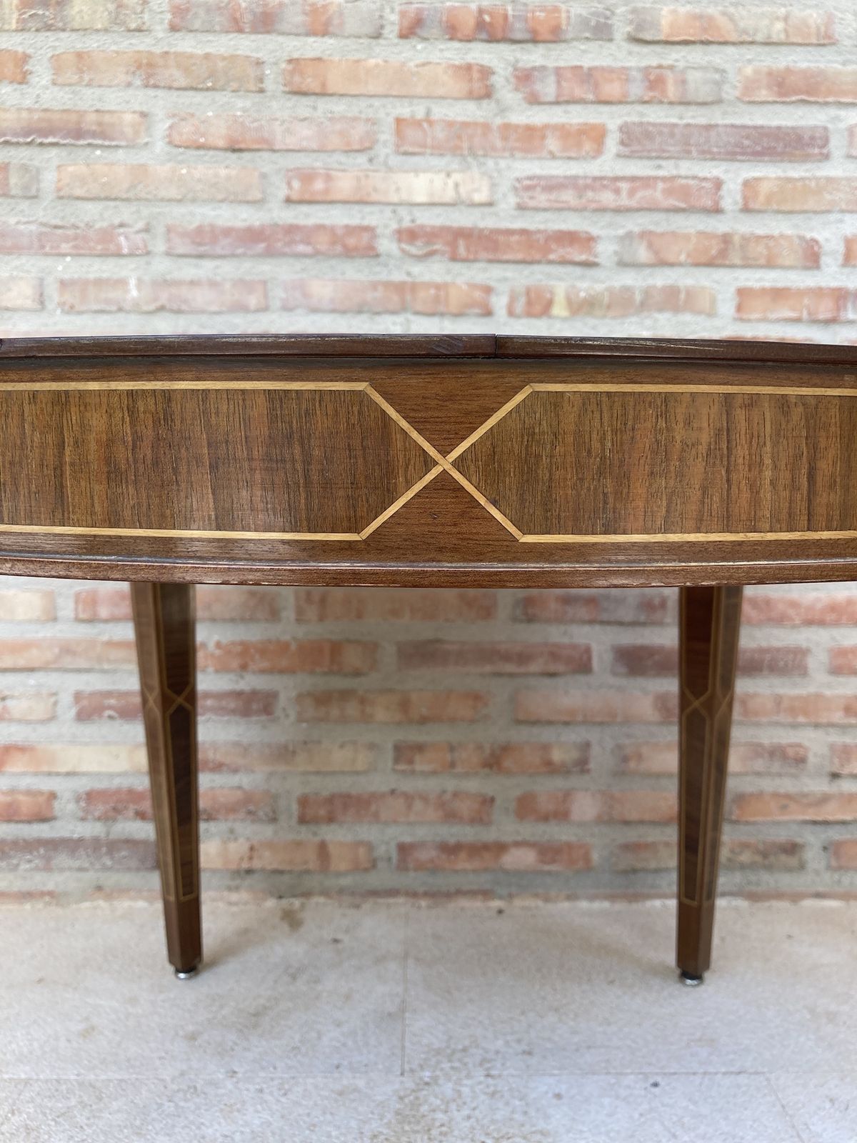 photo vinterior Circular Side Table In Wood With Lemongrass Marquetry Fillets And Agate Lid