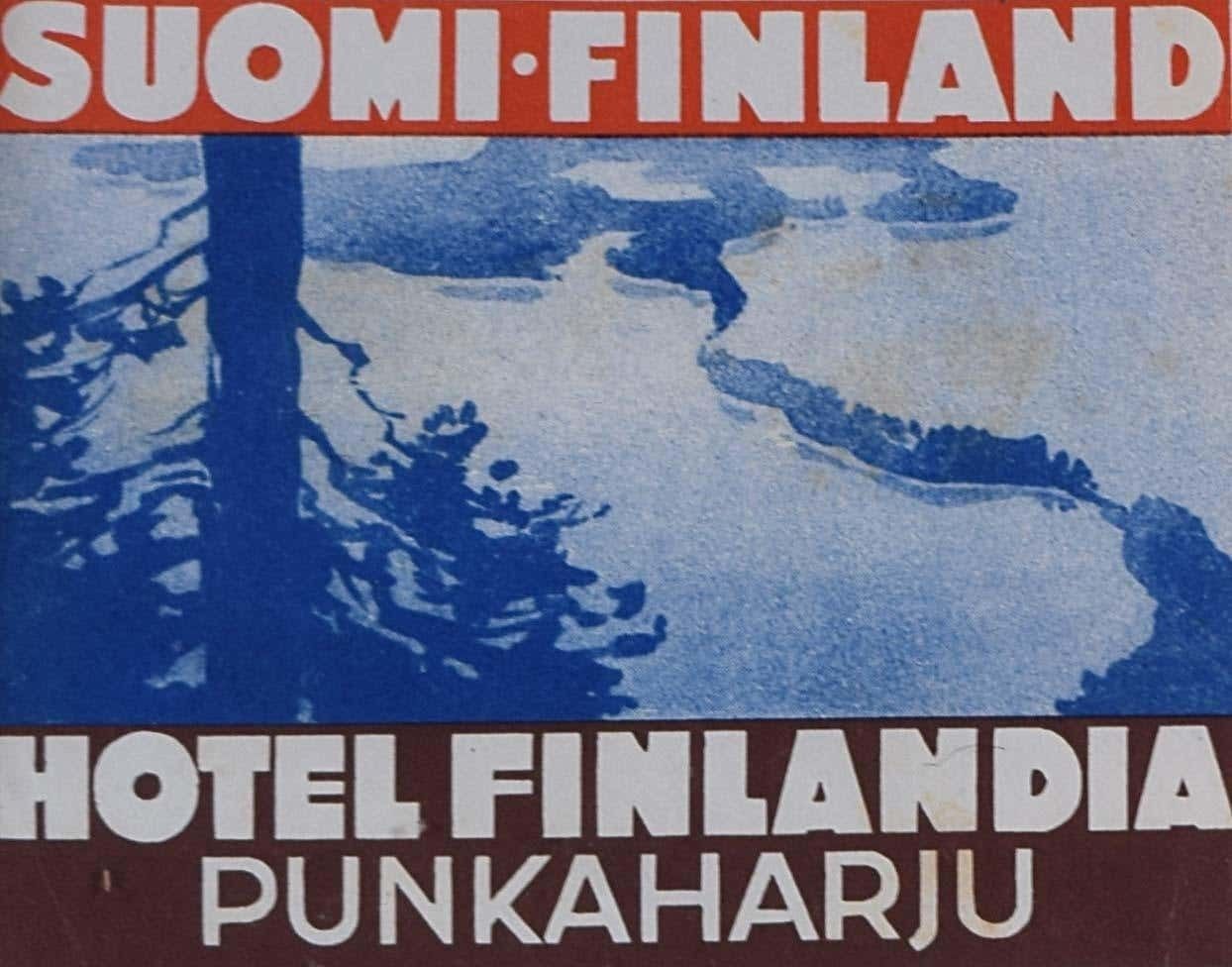 Unknown Hotel Finlandia Punkaharju Suomi Finland Original Vintage Luggage Label Mid 20th Century