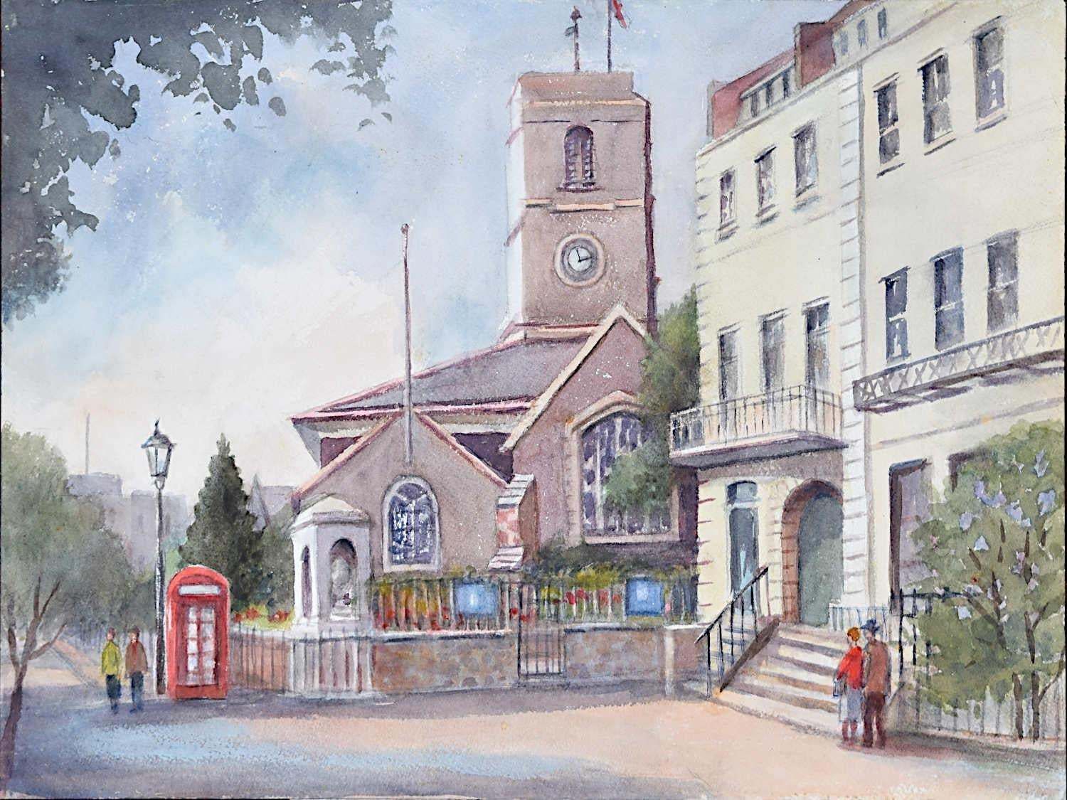 Angela Stones Chelsea Old Church London Watercolour