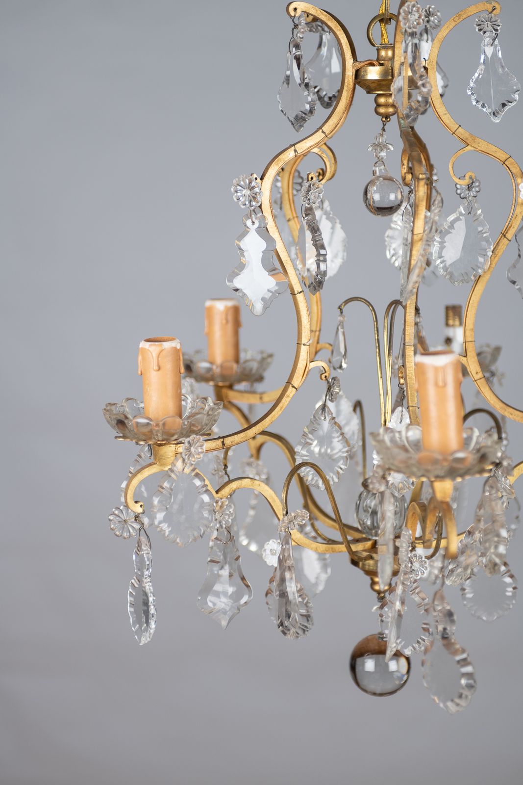 A Lovely French Glass And Brass Five Arm Chandelier photo furniture