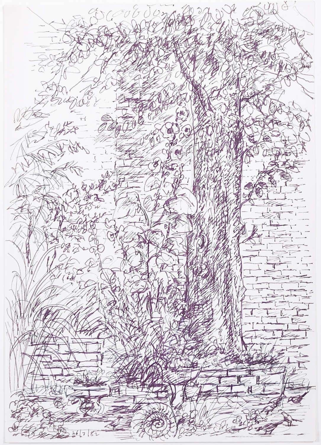 Derrick Latimer Sayer Tree Original Pen And Ink Sketch Derrick Sayer For Beverley Nichols Cats Abc 1982