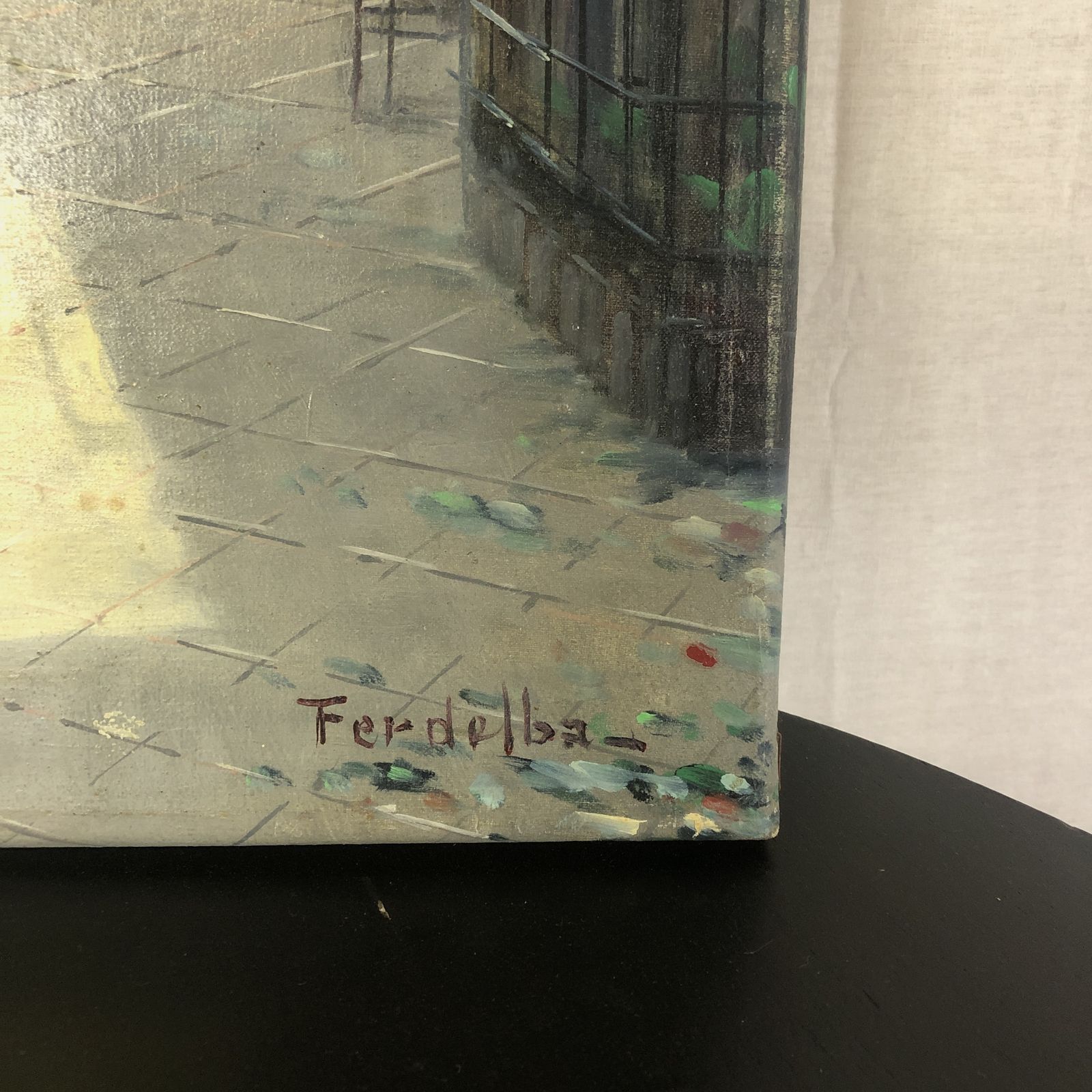 Vintage Signed Mario Ferdelba Oil On Canvas Painting, Italy 1950s photo 325.0