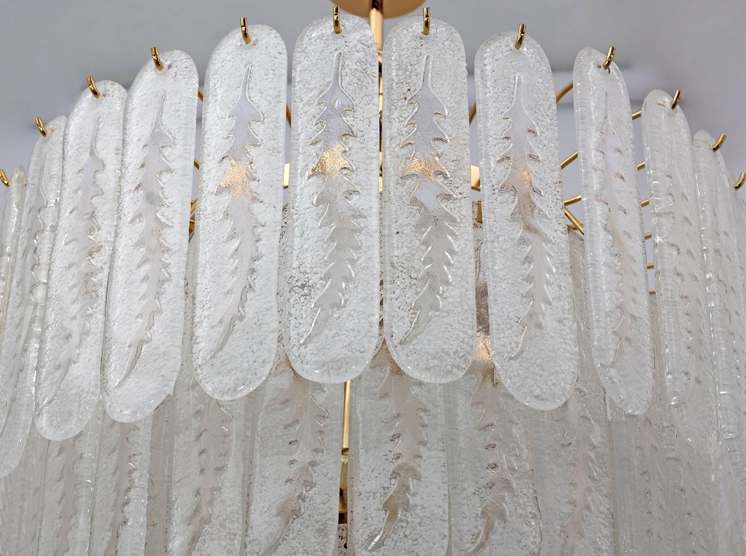 photo for sale Venini Style 6 Floors Chandelier Murano Glass Graniglia And Brass, 1970s