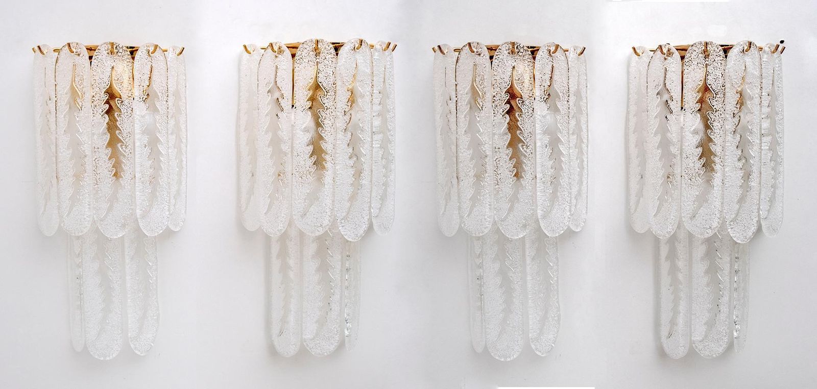 Lighting Venini Style 6 Floors Chandelier Murano Glass Graniglia And Brass, 1970s photo