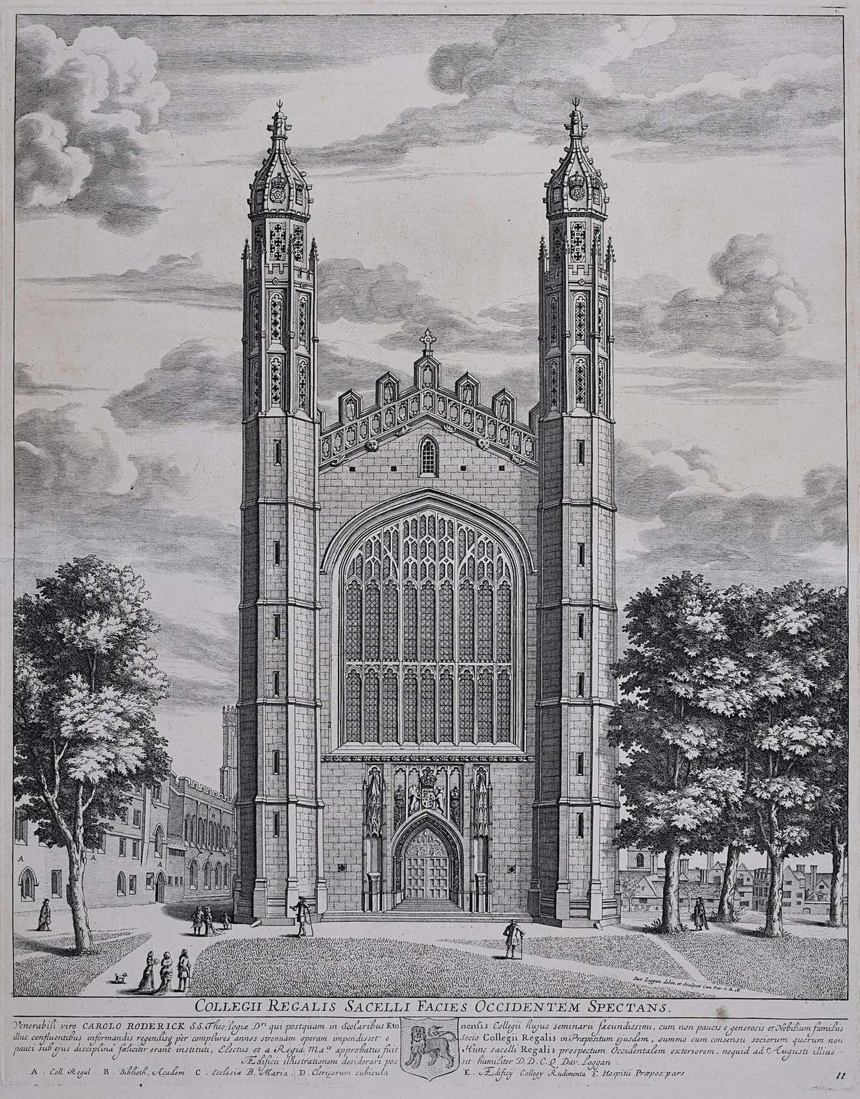 David Loggan King's College Cambridge Chapel (West Front) Engraving (1690)