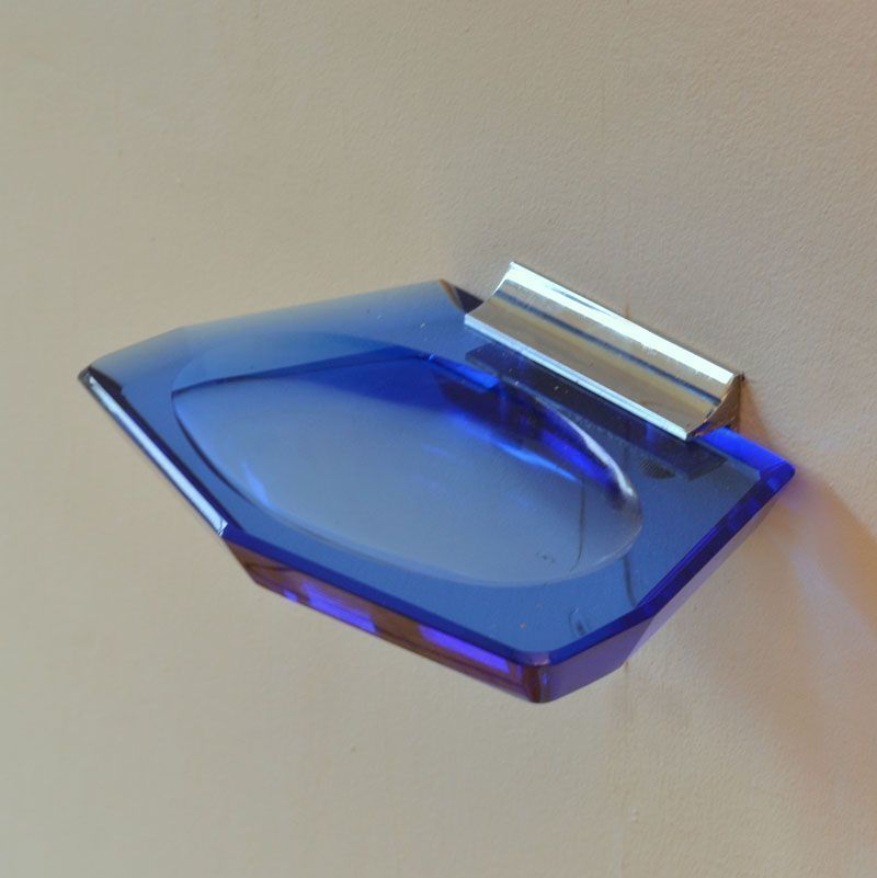 photo furniture 1960s Italian Bathroom Set In Blue Glass And Chrome Attributed To Fontana Arte