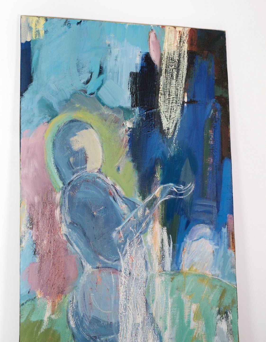 Oil Painting On Canvas In Blue Colors By The Danish Artist åse Højer, B. 1952. photo Art