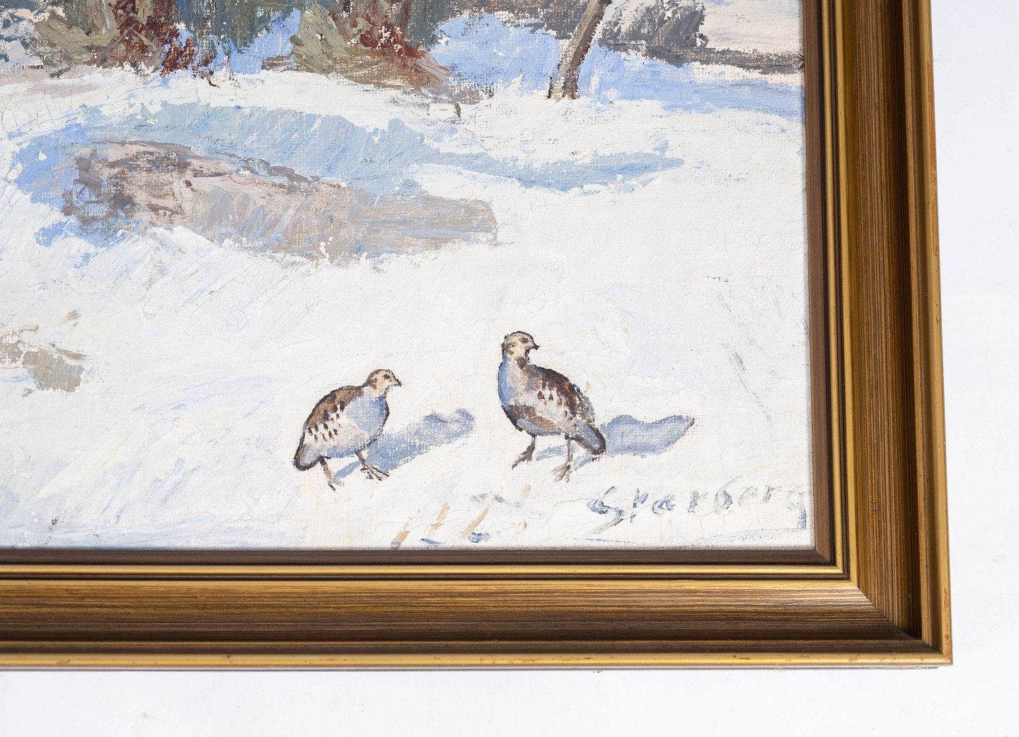 Oil Painting With Winter Motif And Gilded Frame, With Unknown Signature From The 1930s. photo furniture