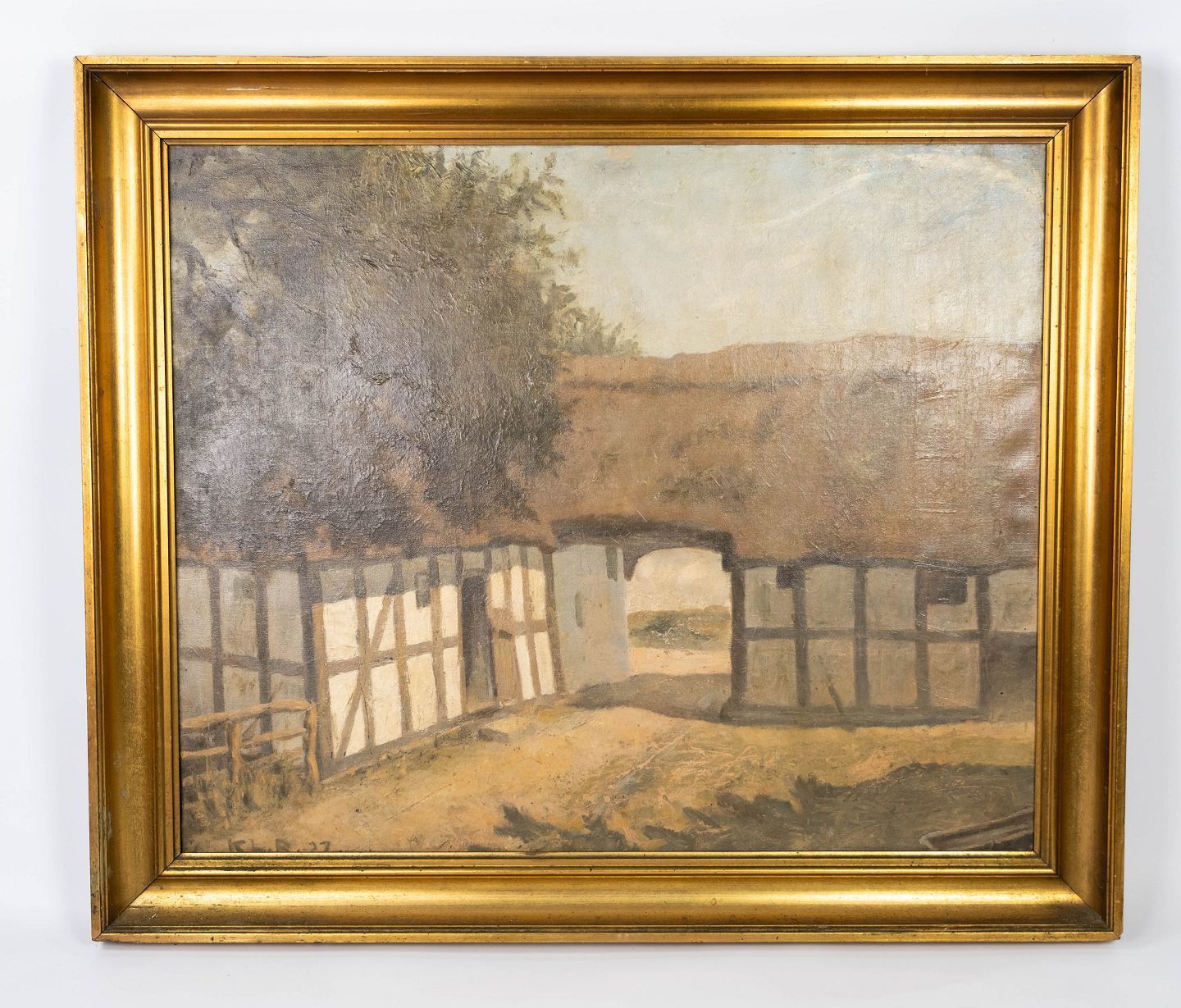 Oil Painting With Land Motif And Gilded Frame, Signed Klr 27.