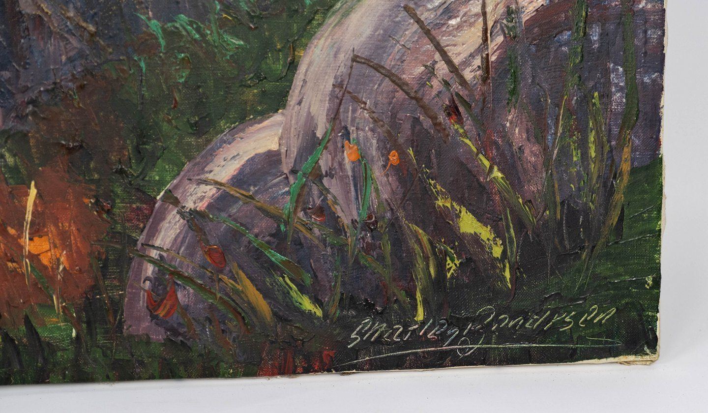 Oil Painting With Natural Motif And With Unknown Signature From The 1930s. photo furniture